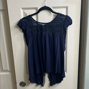 Women's Navy Lace Top